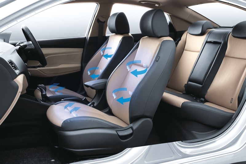 Pros over Honda City: The Verna happens to the most powerful car out of the three with its two 1.6-litre engine options. The petrol variants produce 123 hp and 151 Nm of torque. The diesel versions generate 128 hp and 260 Nm. On the other hand, the City comes with a 1,497cc i-VTEC petrol that makes 117 hp and 145 Nm and a 1,498cc i-DTEC diesel that produces 98 hp and 200 Nm. The Verna comes with front ventilated seats, rear curtains and smart trunk, three features that are a segment first. The ventilated seats will prove to be a boon during relentless summer heat when sweating can become a problem for many. And for the rear passengers too, there are curtains that will help keep some heat out.