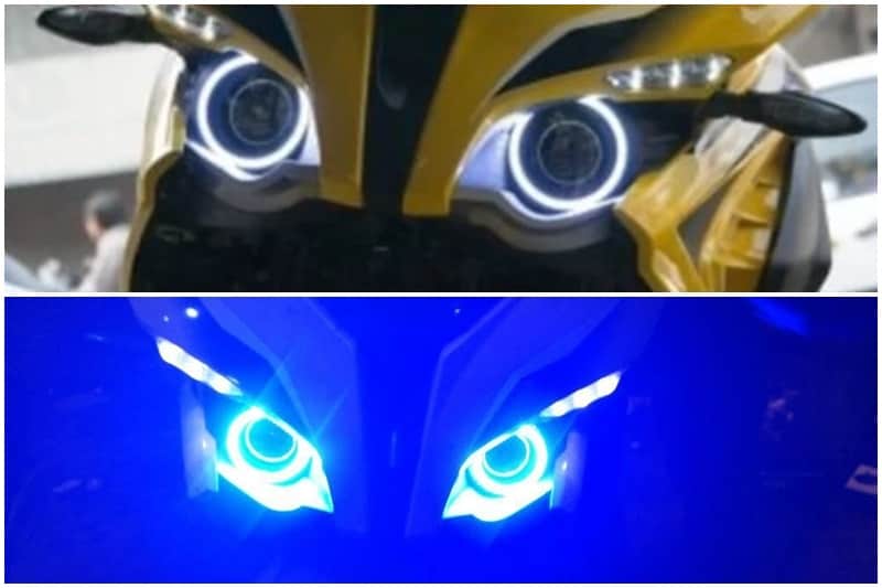 Angel eyes have become quite popular with Pulsar users, especially the RS 200. Even if a customer is not keen on full customisation, the halo ring is a minimalistic add on that looks rather good. It is basically a ring of LEDs in the headlamp cluster that is available at a price of about Rs 1200. (Image: Amazon India)