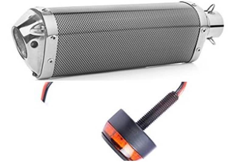 Many motorcyclists opt for after market exhaust canisters for their motorcycles that add to the sporty appeal and may also deliver a better exhaust note. These are available at prices as low as Rs 2500 and extend to Rs 11,000, and higher if you go for better brands. You could also add bar end indicators that do look rather very good. (Image: Amazon India)
