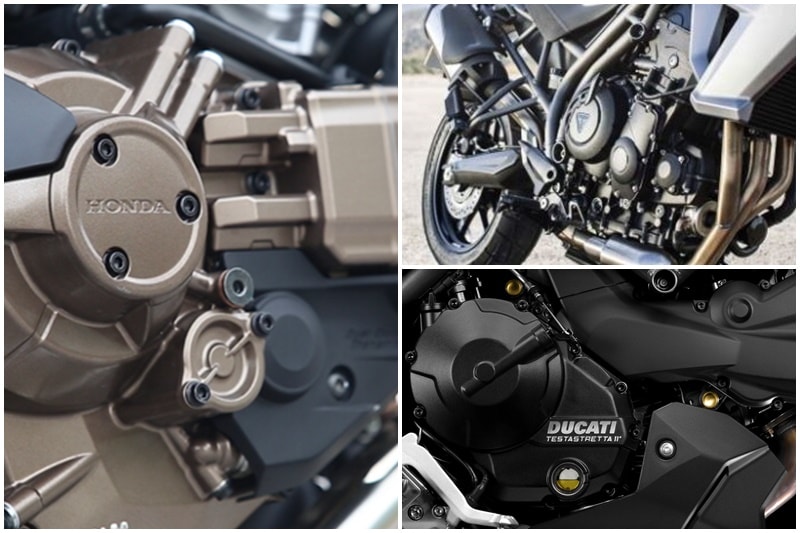 Engine: The Tiger 800 XRx is powered by an 800cc liquid-cooled, 12 valve, DOHC, inline 3-cylinder engine that produces 93.7 hp at 9250 rpm and 78 Nm at 7950 rpm and is paired to a six-speed gearbox. The Multistrada 950 is the most powerful out of the three. It comes with a 937cc Testastretta, L-Twin cylinder, 4 valve, liquid-cooled engine that produces 113 hp at 9000 rpm and 96 Nm at 7750 rpm and is mated to a six-speed transmission. Power on the Africa Twin comes from a 999.11 cc liquid-cooled, SI engine that churns out 87.16 hp at 7500 rpm and 91.9 Nm at 6000 rpm. Unlike the other two, this comes with a six-speed DCT (dual clutch transmission). Hence, there is no need for a clutch lever or shifting gears. Although the rider can choose to shift up or down using a pedal on the left of the handlebar.