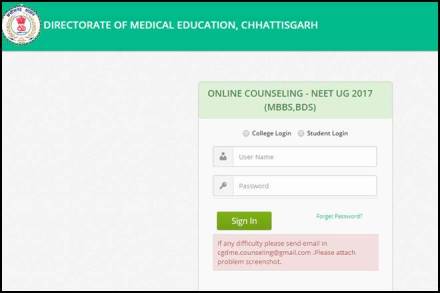 chhattisgarh, chhattisgarh neet, cgdme.co.in, chhattisgarh neet counselling, chhattisgarh neet counselling 2017, neet counselling, neet counselling 2017, Chhattisgarh Director of Medical Education, mbbs, bds, National Eligibility and Entrance Test, neet, neet 2017, medical admission, education news
