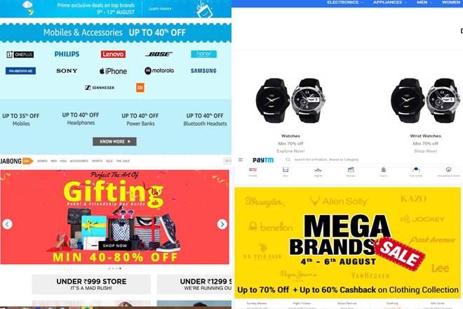 Online retailers like Amazon, Flipkart and Paytm are offering some lucrative deals for the customers on mobiles, wrist watches and fashion.