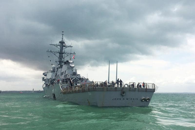 US navy warship collision, USS John S McCain, USS John S McCain images, USS John S McCain collision 2017, USS John S McCain 2017, USS John S McCain oil tanker collision, Singapore US navy collision, US navy ship damaged, US Navy