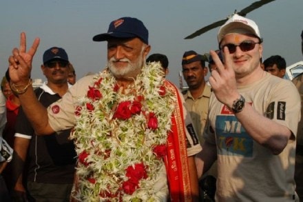 Vijaypat Singhania with son Gautam Singhania.