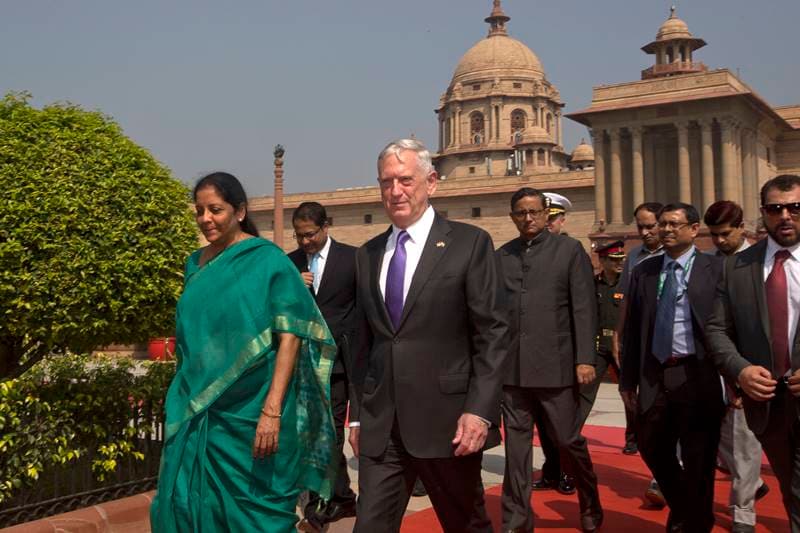 US Defense Secretary Jim Mattis visits India, US Defense Secretary, Jim Mattis, India, Defense Minister Nirmala Sitharaman, India Defense Minister Nirmala Sitharaman, Nirmala Sitharaman, Lockheed Martin's F-16 Block, fighter jets, aircraft, sunmarine, donald trump, military, latest pics, latest news