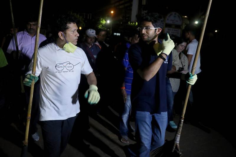 Swachhata Hi Seva, Swachhata bhaarat abhiyan, Sachin Tendulkar, Aaditya Thackeray, Narendra Modi, PM Narendra Modi, cleaning campaign