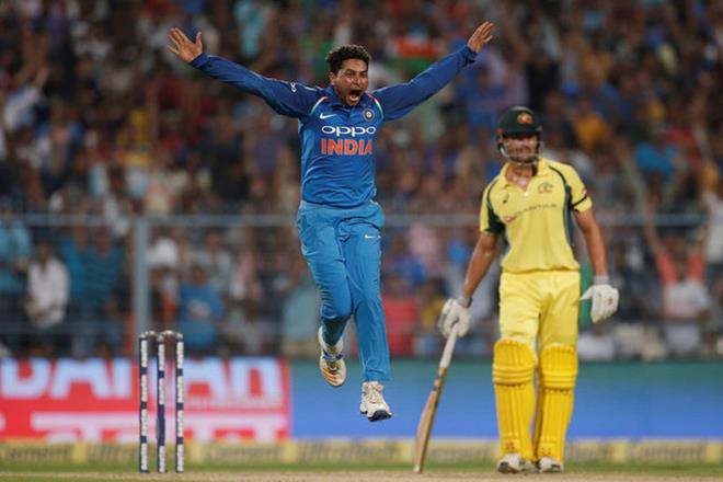 7) During the second ODI against Australia at Kolkata, Kuldeep became the third Indian bowler to record a hat-trick in ODIs; joining Chetan Sharma and Kapil Dev. (Reuters)