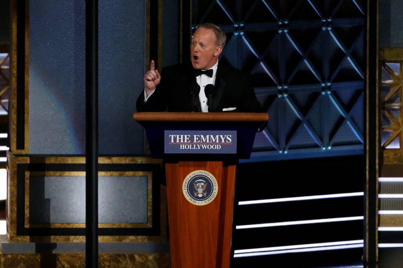 Emmy Awards, Emmy Awards 2017, emmys, Priyanka Chopra, Los Angeles, Anthony Anderson, Reese Witherspoon, Nicole Kidman, Adam Scott, Viola Davis, Jane Fonda, Lily Tomlin, Seth Meyers, Dolly Parton, Stephen Colbert, Sean Spicer, Elisabeth Moss, The Handmaid's Tal, Sterling K. Brown, This Is Us, Julia Louis-Dreyfus, VEEP, Donald Glover, Atlanta, Alec Baldwin, Saturday Night Live, Big Little Lies, entertainment news