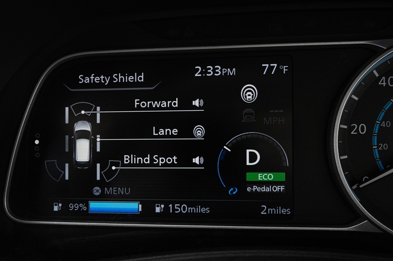Other advance feature on the 2018 Nissan Leaf includes autonomous drive technologies which features a ProPILOT technology. It works when the driving on a single lane on the highway. When the ProPILOT is activated, the car automatically controls the steering, acceleration, braking and even helps the car to park itself. The e-Pedal allows the driver to control the speed of the car and further assists in braking the vehicle by increasing or decreasing the pressure put on the accelerator. Nissan Leaf also supports regenerative braking and friction brakes work automatically that brings the car to a complete halt.