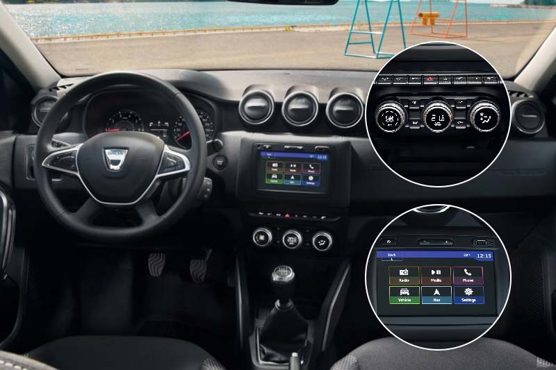 The interiors on the Duster have been given a touch up The cabin too gets a refresh and features a new instrument cluster, centre console and steering wheel. The all black interiors are accented by a new infotainment system with a new UI and added feature. The circular style aircon dials are another new addition.