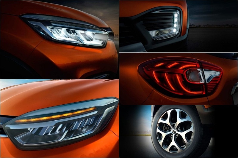 The Captur gets a modern design, new features and technologies. The car uses Innovative Lighting Systems (ILS) that provides brighter illumination. It also gets LED headlamps with floating side indicators, C-shaped sapphire LED DRLs (Daytime Running Lamps) and Ripple tail lamps as well as 17-inch crystal cut alloys.