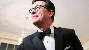 Comedian Stephen Colbert, Stephen Colbert, wardrobe malfunctions, hacking incidents, hacks, Emmy Awards, cyber attack, giant safe, Stephen Colbert comedy show, Stephen Colbert pomo clips, Stephen Colbert videos