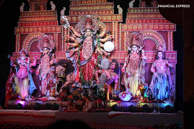 Durga Puja celebrations 2017 pictures, Durga Puja celebrations 2017 pics, Durga Puja celebrations 2017 news in pics, Delhi durga puja, Kolkata durga puja, Northeast, CR Park Kalibari, Delhi, D Block at CR Park, Navapalli Puja Samiti (NPS) at CR Park