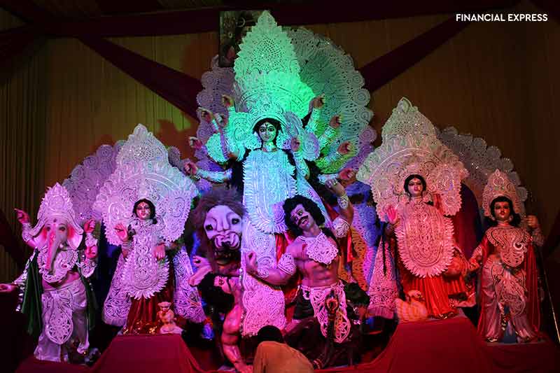 Durga Puja celebrations 2017 pictures, Durga Puja celebrations 2017 pics, Durga Puja celebrations 2017 news in pics, Delhi durga puja, Kolkata durga puja, Northeast, CR Park Kalibari, Delhi, D Block at CR Park, Navapalli Puja Samiti (NPS) at CR Park