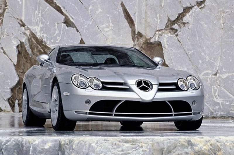 Mercedes-Benz SLR McLaren: First launched in 2003, back when Mercedes and McLaren Automotive were close partners, a collaboration that created this striking two-door grand tourer which made 617bhp as standard from a supercharged V8. (Image: Carkeys)