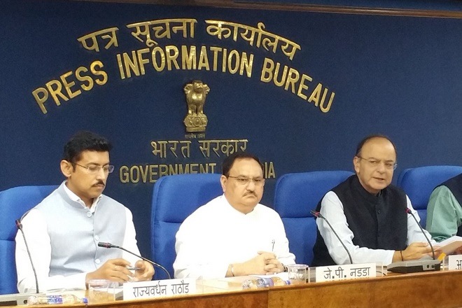 Cabinet decisions were announced by Finance Minister Arun Jaitley, Health Minister JP Nadda and Sports Minister Rajyavardhan Rathore.