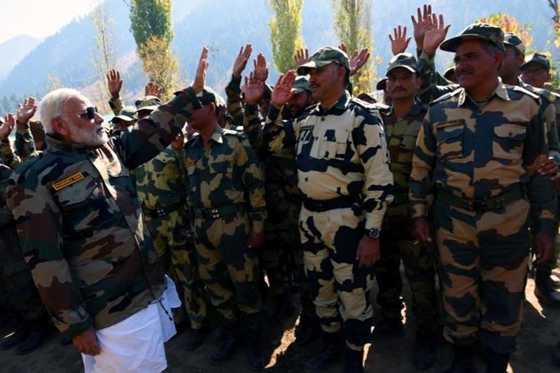 narendra modi, narendra modi diwali celebration, diwali 2027, diwali with jawans, diwali celebration, narendra modi pics, narendra modi diwali pics, diwali pics, Armed Forces, Prime Minister, Air Force Day, union government