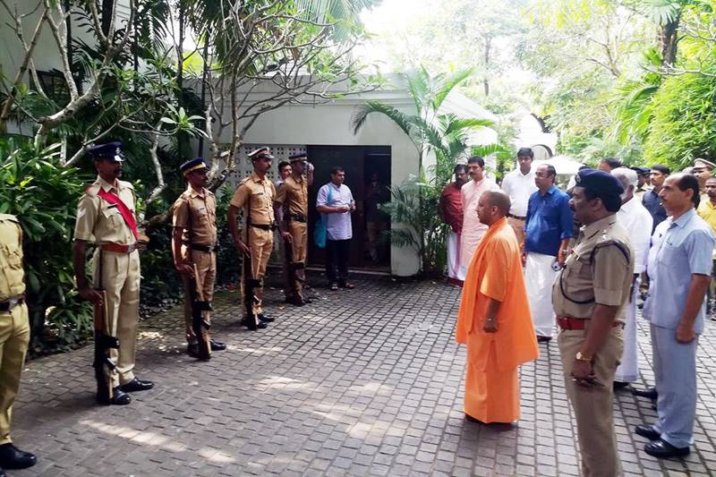 Yogi Adityanath, Yogi Adityanath Kerala, Yogi Adityanath Kerala Visit, Yogi Adityanath Kerala Visit Live, BJP, Amit Shah, Jan Raksha Yatra, Janaraksha yatra, Kannur, Bharatiya Janata Party, Pinarayi Vijayan, Kerala government, news, yogi pictures, yogi adityanath pictures