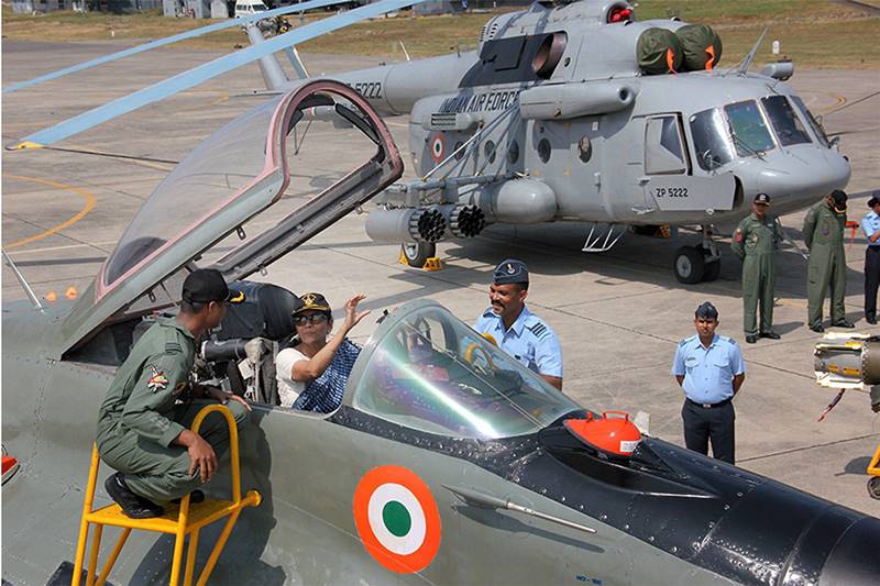 Nirmala Sitharaman, defence minister, india defence, Air Force, Jamnagar Air Force Station, defence minister Nirmala Sitharaman, MiG29 fighter aircraft, IAF, MiG29 fighter jet, pictures, images, latest pics