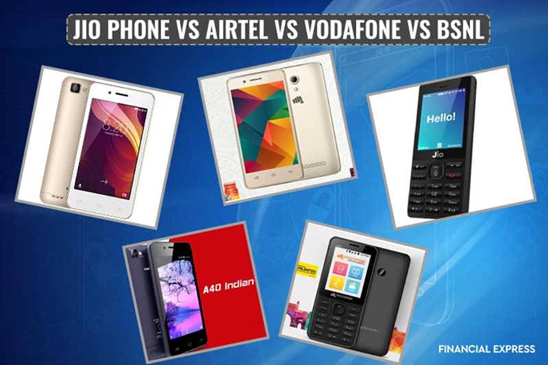jio, airtel, vodafone, bsnl, airtel celkon, jio phone, airtel karbonn, vodafone bharat 2 ultra, bsnl bharat 1
