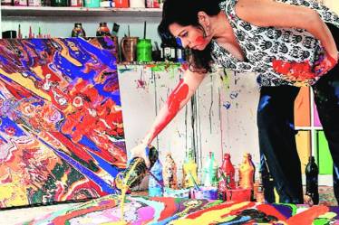 fluid art, new format of fluid art, what is fluid art, Abstract art, Anu Malhotra, MF Hussain, painting, Indian art, art and culture