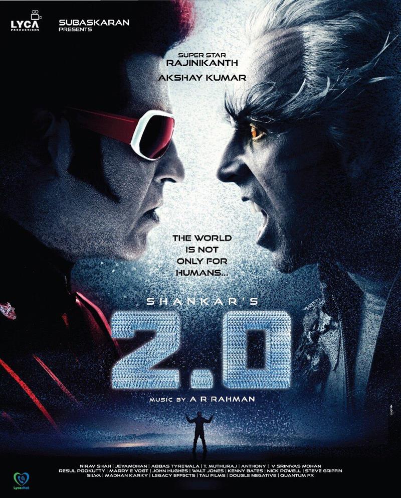 2.0, Rajinikanth, akshay Kumar, Amy Jackson, robot, shankar, Enthiran, 2,o look, 2.0 avatar, 2.0 actors, 2.0 poster