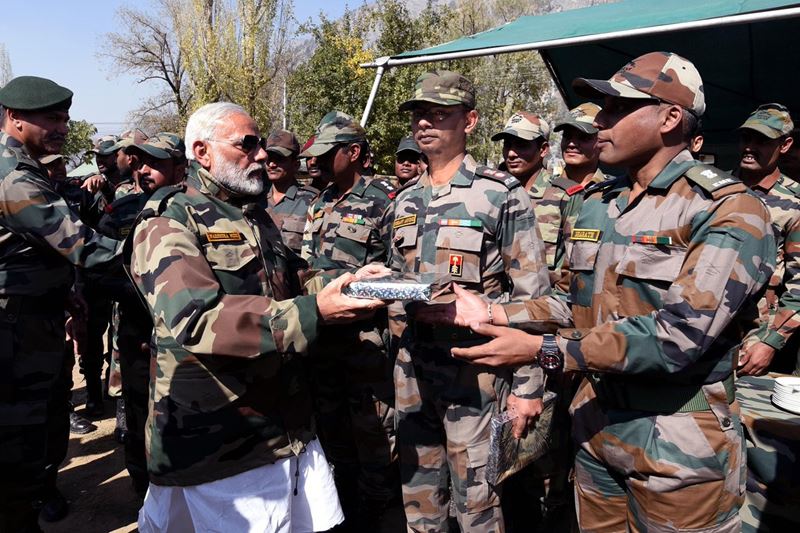 narendra modi, narendra modi diwali celebration, diwali 2027, diwali with jawans, diwali celebration, narendra modi pics, narendra modi diwali pics, diwali pics, Armed Forces, Prime Minister, Air Force Day, union government