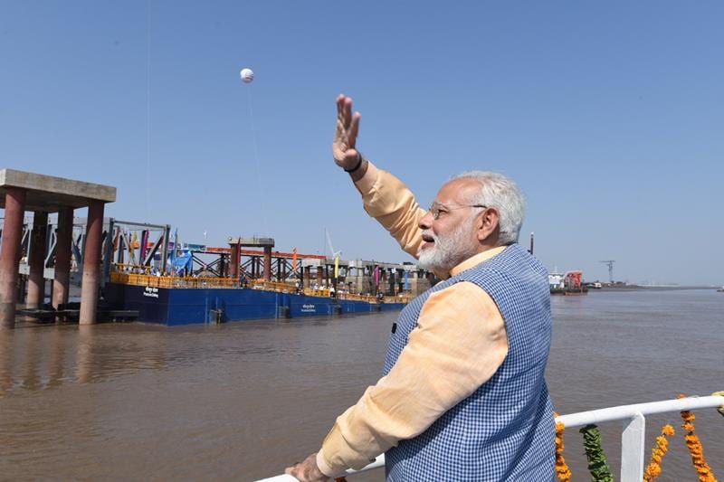Narendra Modi, Modi, modi in Gujarat, Ghogha Dahej, Dahej Ghogha, Ghogha Dahej Ro-Ro, ferry service, BJP Gujarat, Narendra Modi in Gujarat, Modi Gujarat visit, Modi Gujarat election, Hardik Patel, Patel quota,Gujarat chief minister, vijay rupani, Bharatiya Janata Party, bjp, congress