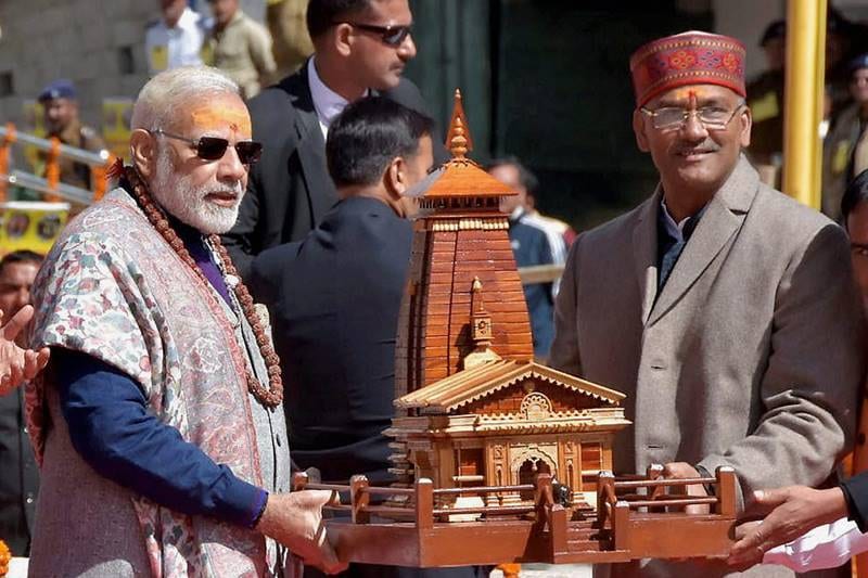 Modi in Kedarnath, narendra modi in Kedarnath, narendra modi Kedarnath visit, PM Modi in Kedarnath, Kedarnath visit, modi in Kedarnath, Narendra Modi, PM Modi lays foundation stones in kedarnath, uttarakhand flash floods, Modi in uttarakhand, PM Modi uttarakhand visit, narendra modi in uttarakhand, uttarakhand cm, Himalayan shrine, modi at Himalayan shrine, PM Modi at Himalayan shrine