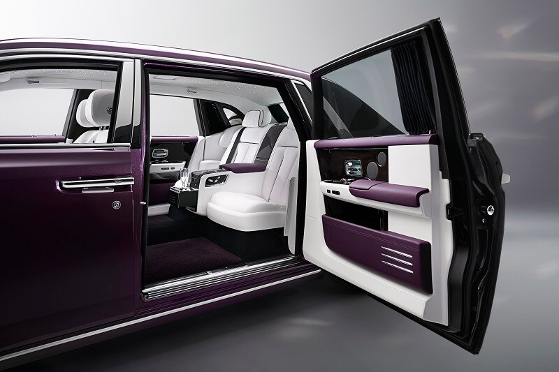 Inside is the place to be on the Rolls-Royce Phantom. The rear door whether one drives or is being driven can be shut by simple touch of sensor located on the door handle and the door automatically gently shuts itself. As one would expect from a Rolls-Royce, the environment is crafted from the most precious and contemporary of materials. What is unexpected is the feeling of lightness and simplicity, an effortless elegance. The seats on the Phantom are newly sculpted and hand-crafted to deliver even more comfort.