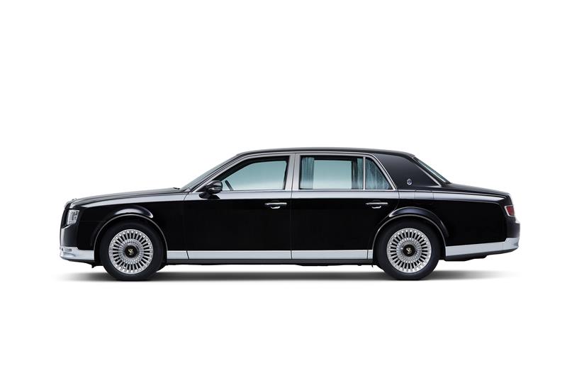 In the third generation of Toyota Century sedan the company has increased the wheelbase and the height difference between the scuff plate and floor has decreased, and the height of the door opening has increased, the sedan now measures 5,335 mm in length, 1930 mm in width and 1505 mm in height. Toyota Century gets a 5.0-liter V8 hybrid system for better fuel efficiency, the engine gets a two-stage motor speed reduction device realizes quiet and smooth driving.