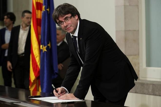 Catalonia's leader Carles Puigdemont, Catalonia, Spain