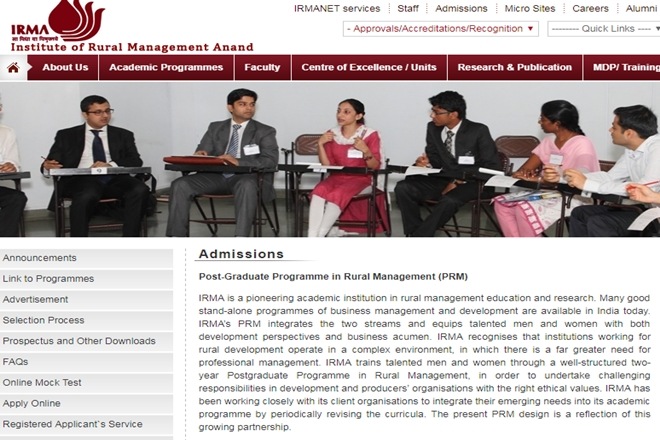 IRMASAT exam 2018, IRMASAT entrance exam 2018, IRMASAT exam 2018 application, apply online at irma.ac.in, Institute of Rural Management Anand Social Awareness Test, Post Graduate Diploma in Rural Management IRMA