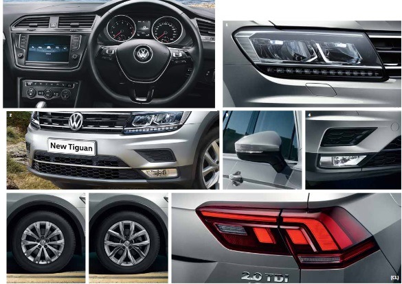 Volkswagen Tiguan is based on the same MQB platform that underpins the Skoda Kodiaq but is a 5-seater SUV and looks a bit more compact than the Kodiaq or any other SUV in this segment.The Tiguan does have its own design identity and gets aggressive styling elements. The trademark restrained design language of Volkswagen means the car has few simple lines making the car look clean and matured. Inside, the interiors of Volkswagen Tiguan are finished in all black and the touch-screen infotainment system supports both Apple Car Play and Android Auto. Volkswagen Tiguan gets the same 2.0L TDI diesel engine as in Skoda Kodiaq but tuned to shed a power of 140 hp and 340 Nm of torque mated with a 7-Speed DSG.