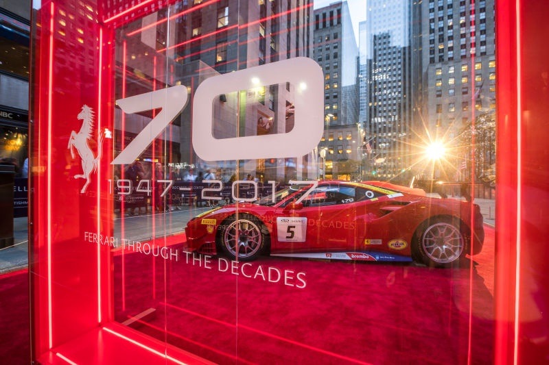 The Hublot Flagship Store had current and historic Ferrari race cars on display. Ferrari New York Showroom put a handful of modern, front-engine V12 cars on display. And Sotheby's display was a 10th-floor gallery with a collection of 1950s and 1960s V12-powered GTs and a gorgeous 250 LM.