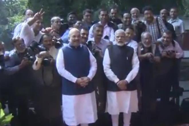 modi meets journalist, modi diwali programme, Diwali Mangal Milan, Smriti Irani, Nirmala Sitharaman, PM Narendra Modi,