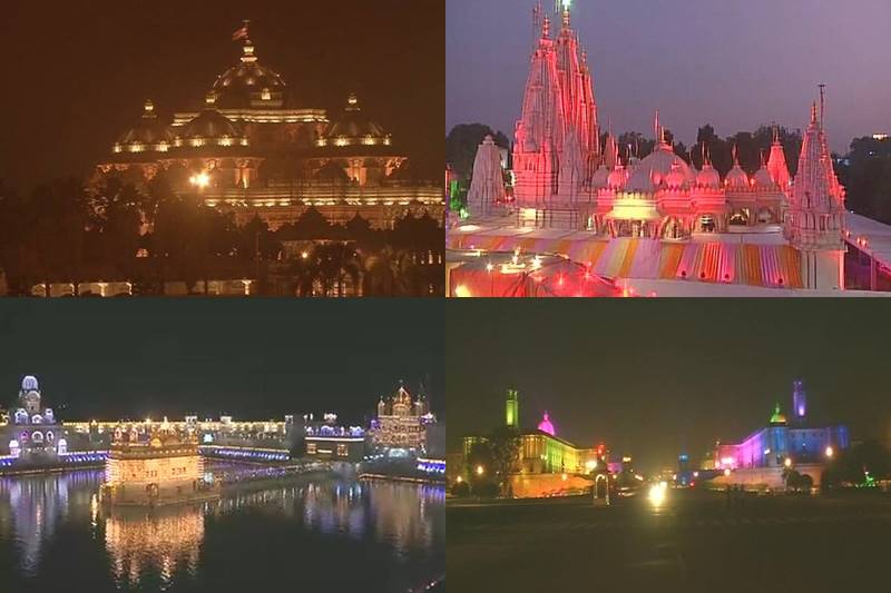 Diwali 2017 celebrations, Diwali 2017 celebrations Raisina Hill including Rashtrapati Bhawan, Diwali 2017 celebrations, Swaminarayan Akshardham temple in Gandhinagar, Akshardham Temple in Delhi, Golden Temple