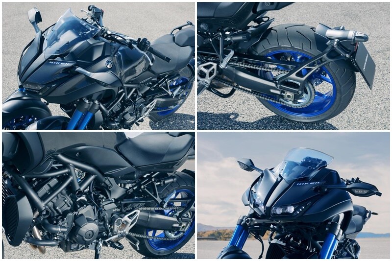The Niken is most likely the production version of the similar-looking MT-09 three-wheeler concept shown three years ago, then called the MWT-09. Yamaha say that the Niken is equipped with LMW technology "to reduce the effects of changing ride environments and to deliver a high feeling of stability when cornering".