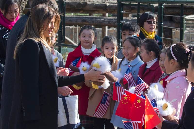 US first lady Melania Trump, Melania Trump, Donald Trump, Beijing, panda, pandas, Meng'er, Gu Gu, china, zoo, great wall, great wall of china, melania in china, trump in china, trump family in asia, trump asia tour
