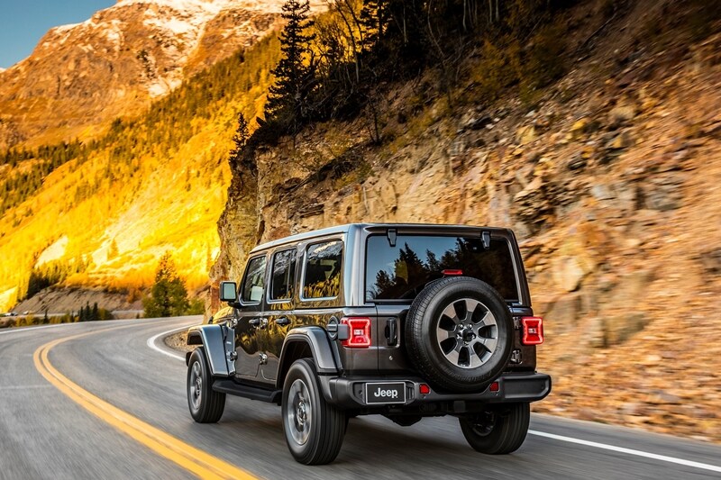 To protect critical vehicle components while on the trail – including the fuel tank, transfer case and automatic transmission oil pan – Wrangler employs four skid plates and bars. Rubicon models benefit from the use of heavy gauge tubular steel rock rails to curtail potential body damage inflicted while out on the trail. The use of lightweight, high-strength aluminium closures, including the doors, door hinges, hood, fender flares, windshield frame and magnesium swing gate, help reduce weight and boost fuel economy. Other ways the Jeep engineering team looked to reduce weight included using hollow track and stabilizer bars, aluminum engine mounts and steering gear, and a larger, lighter master cylinder.