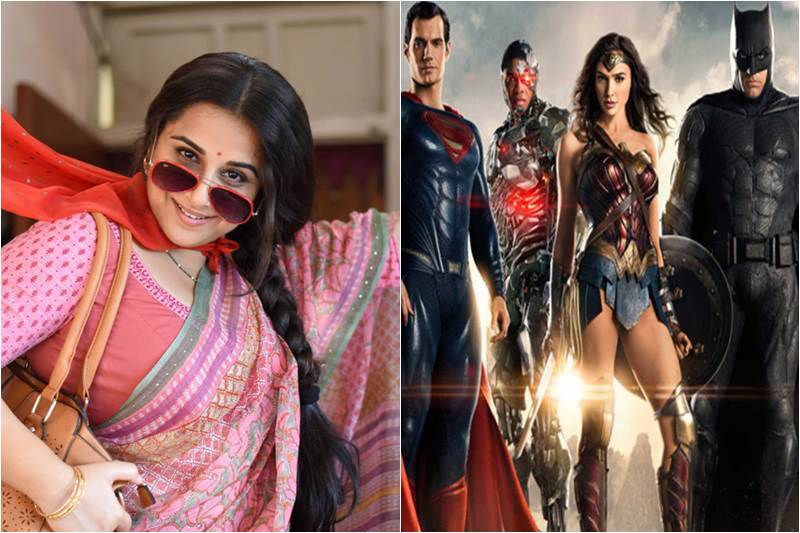 Tumhari Sulu, Tumhari Sulu box office, Tumhari Sulu box office collection, Tumhari Sulu box office collection prediction, Vidya Balan ,Aksar 2, Hollywood, Justice League, Ben Affleck, Batman, Henry Cavill, Superman, Gal Gadot, Wonder Woman, Jason Momoa, Aquaman, Ray Fisher, Cyborg, Ezra Miller, Flash
