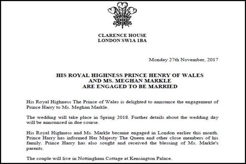 Prince Harry, Meghan Markle, Prince Harry Meghan Markle engaged, Prince harry engaged, prince harry wedding, Meghan Markle engaged, Meghan Markle wedding, Prince of Wales, Duchess of Cornwall, Clarence House, Kensington Palace, Her Majesty The Queen, Royal wedding, world news