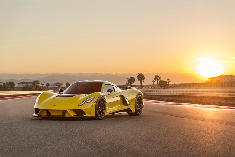 Henessey Venom F5 is here and the makers only had one thing on their minds when building it - To be the absolute fastest road car on earth. The new Venom is lighter and faster. The team behind it has given it a completely new design, chassis and carbon fiber body focussed on aerodynamics to achieve the lowest possible drag. The new F5 design features active aero that will yield a coefficient of drag of just 0.33. But this is only an amuse-bouche, find other eye-popping details in the following slides: