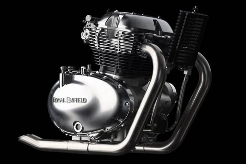 The new engine in question is a four-stroke, single overhead cam, air-cooled, 648cc parallel twin unit, which was developed by Royal Enfield’s UK Technology Centre and Chennai teams. The new engine produces 47 bhp at 7,100 rpm and 52 Nm at 4,000 rpm, which is considerably higher than that delivered by the current 500cc engine at 27 bhp and 41 Nm.