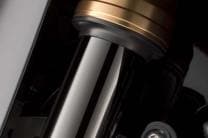 Suzuki Hayabusa gets KYB inverted cartridge forks feature a Diamond-Like Carbon (DLC) coating surface treatment on the 43mm stanchion tubes to reduce friction and increase reaction to small surface irregularities. The forks provide front wheel travel of 120mm.