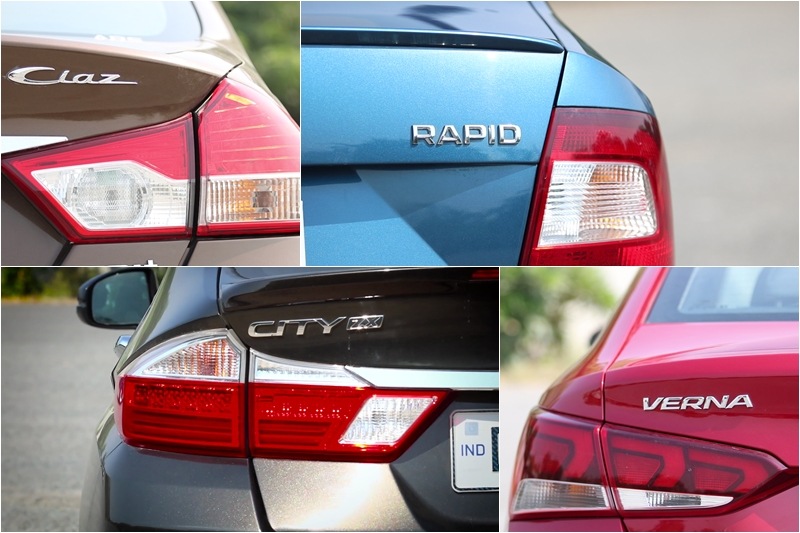 In terms of tail-lamps the 2013 Maruti Suzuki Ciaz begins to show signs of ageing, while the remaining have LED tail-lamps the Ciaz relies on conventional units.