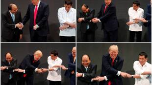 ASEAN summit in Manila, Donald Trump baffled, donald trump, narendra modi, pm modi live, asean summit live, manila, asean summit news, asean summit update, modi news, modi update, modi video, modi speech, modi trump meet, donald trump funny, modi funny, us, china, japan, doklam, modi doklam, south china sea, australia