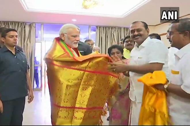 narendra modi chennai visit live, pm modi in chennai live, pm chennai visit, narendra modi, chennai rains, chennai flood, tamil nadu rains, dmk, M Karunanidhi, Madras University, Madras University Centenary, Chepauk, Daily Thanthi, INS Adyar, chennai airport, gst, bjp, bjp tamil nadu, bjp chennai,