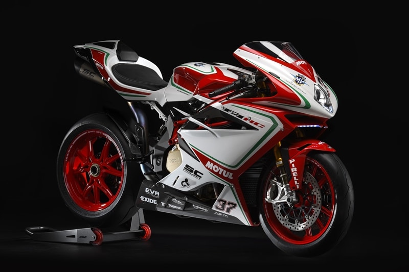 The MV Agusta F4 RC is the flagship motorcycle by the Italian manufacturer for India. Powering the F4 RC is a 998cc, four-cylinder engine, churning out 212 hp of power and 115 Nm of torque. The bike is available at the dealerships at a price of Rs 50 lakh (ex-showroom, Delhi) and for this money, it's not just great performance that you buy, you get an exquisite design that stands out as art among present-age industrial designs.