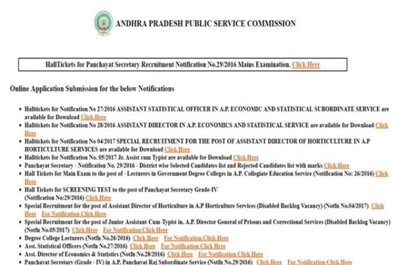 3) APPSC Group 2 results 2017: Andhra Pradesh Public Service Commission (APPSC) announced the APPSC Group 2 Main Results 2017 on Thursday. Candidates who appeared for the exam can visit the official website psc.ap.gov.in to check the results. The APPSC Group 2 Mains exam for Group-II services, 2016 was conducted on July 15, 2017, and July 16, 2017. The exam was conducted at 171 centers across Andhra Pradesh. The marks of the students who appeared for the APPSC Group 2 are released in various pdf files on the official website. As per a notification by APPSC, if any candidate did not appear in all papers or absent in one or more exams will not be eligible for the selection process. “In case of candidates whose results are withheld, the decision of the Commission will be published soon,” a notification about APPSC Group 2 main exam results said.